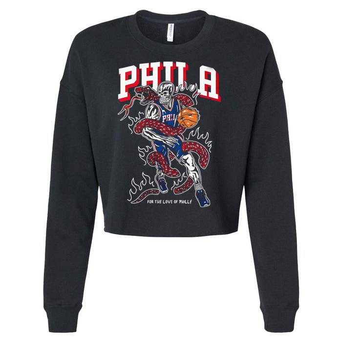 Philadelphia Basketball For The Love Of P.h.i.l.l.y Cropped Pullover Crew