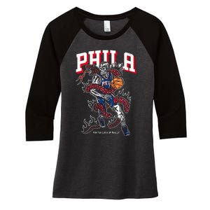 Philadelphia Basketball For The Love Of P.h.i.l.l.y Women's Tri-Blend 3/4-Sleeve Raglan Shirt