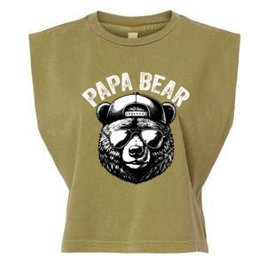 Papa Bear Face Grizzly Fathers Day Bear Lover Gift Garment-Dyed Women's Muscle Tee