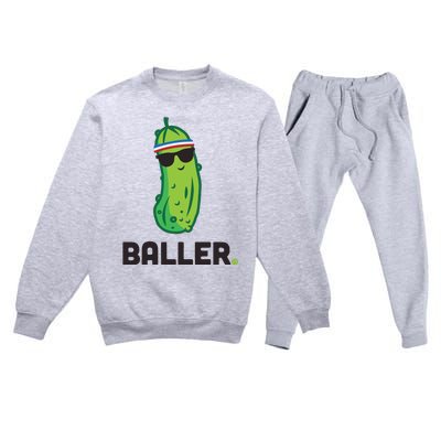 Pickle Baller Funny Pickleball Premium Crewneck Sweatsuit Set