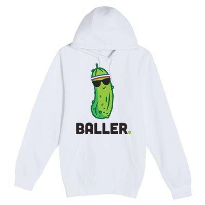 Pickle Baller Funny Pickleball Premium Pullover Hoodie