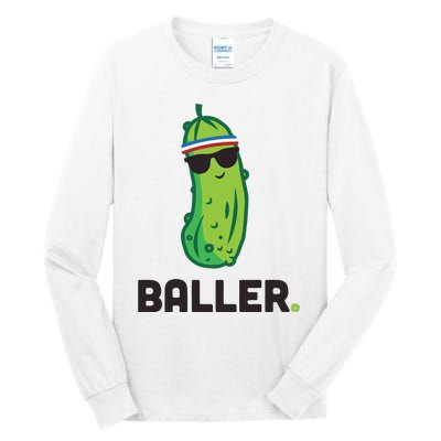 Pickle Baller Funny Pickleball Tall Long Sleeve T-Shirt