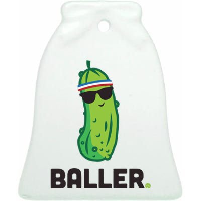 Pickle Baller Funny Pickleball Ceramic Bell Ornament