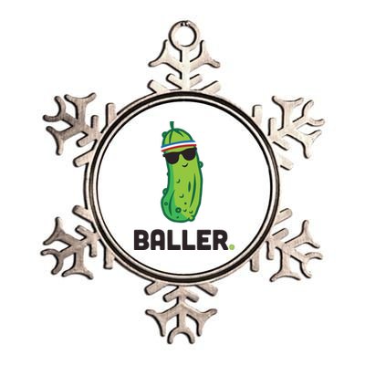 Pickle Baller Funny Pickleball Metallic Star Ornament