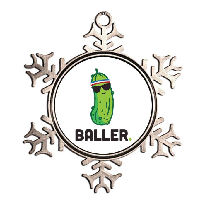 Pickle Baller Funny Pickleball Metallic Star Ornament