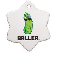 Pickle Baller Funny Pickleball Ceramic Star Ornament