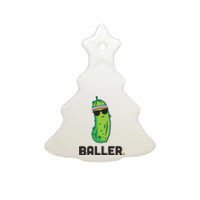 Pickle Baller Funny Pickleball Ceramic Tree Ornament