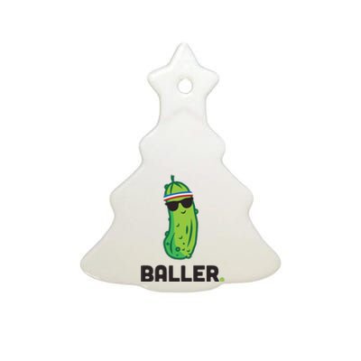 Pickle Baller Funny Pickleball Ceramic Tree Ornament