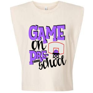 Preschool Basketball First Day Of School Sports Purple Gift Garment-Dyed Women's Muscle Tee