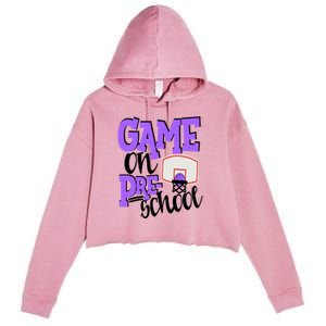 Preschool Basketball First Day Of School Sports Purple Gift Crop Fleece Hoodie