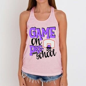 Preschool Basketball First Day Of School Sports Purple Gift Women's Knotted Racerback Tank