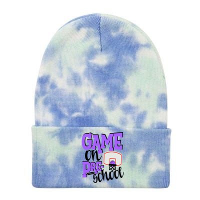 Preschool Basketball First Day Of School Sports Purple Gift Tie Dye 12in Knit Beanie