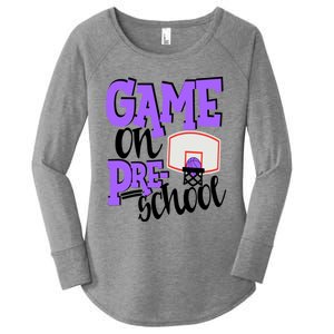 Preschool Basketball First Day Of School Sports Purple Gift Women's Perfect Tri Tunic Long Sleeve Shirt