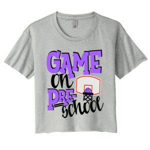 Preschool Basketball First Day Of School Sports Purple Gift Women's Crop Top Tee