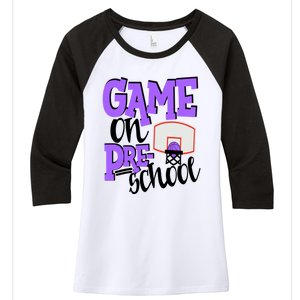 Preschool Basketball First Day Of School Sports Purple Gift Women's Tri-Blend 3/4-Sleeve Raglan Shirt