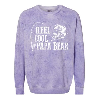 Papa Bear Fishing: Reel Cool Papa Bear Funny Gift Cute Gift Colorblast Crewneck Sweatshirt