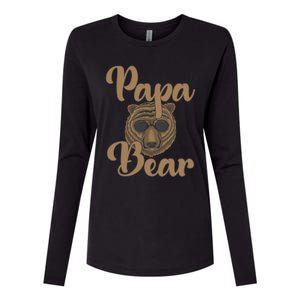 Papa Bear Fathers Day Tee Papa Bear Wearing Cool Sunglasses Cool Gift Womens Cotton Relaxed Long Sleeve T-Shirt