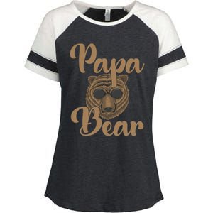 Papa Bear Fathers Day Tee Papa Bear Wearing Cool Sunglasses Cool Gift Enza Ladies Jersey Colorblock Tee