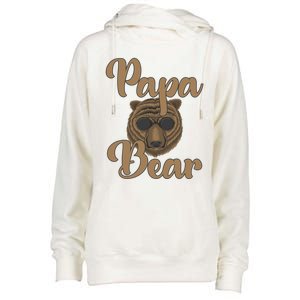 Papa Bear Fathers Day Tee Papa Bear Wearing Cool Sunglasses Cool Gift Womens Funnel Neck Pullover Hood