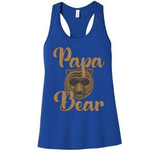 Papa Bear Fathers Day Tee Papa Bear Wearing Cool Sunglasses Cool Gift Women's Racerback Tank