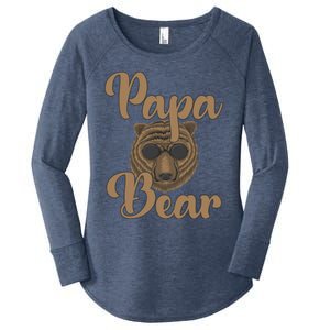 Papa Bear Fathers Day Tee Papa Bear Wearing Cool Sunglasses Cool Gift Women's Perfect Tri Tunic Long Sleeve Shirt