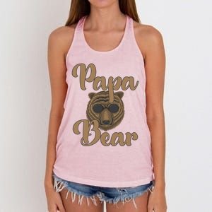 Papa Bear Fathers Day Tee Papa Bear Wearing Cool Sunglasses Cool Gift Women's Knotted Racerback Tank