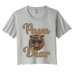 Papa Bear Fathers Day Tee Papa Bear Wearing Cool Sunglasses Cool Gift Women's Crop Top Tee