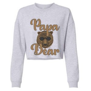 Papa Bear Fathers Day Tee Papa Bear Wearing Cool Sunglasses Cool Gift Cropped Pullover Crew