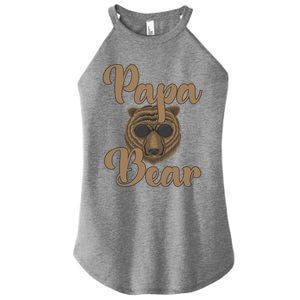 Papa Bear Fathers Day Tee Papa Bear Wearing Cool Sunglasses Cool Gift Women's Perfect Tri Rocker Tank