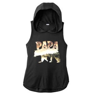 Papa Bear Forest Lake Mountain Scene Outdoors FatherS Day Gift Ladies PosiCharge Tri-Blend Wicking Draft Hoodie Tank