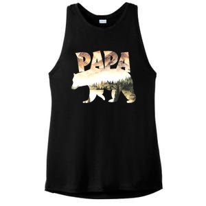 Papa Bear Forest Lake Mountain Scene Outdoors FatherS Day Gift Ladies PosiCharge Tri-Blend Wicking Tank