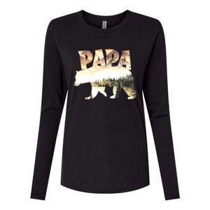 Papa Bear Forest Lake Mountain Scene Outdoors FatherS Day Gift Womens Cotton Relaxed Long Sleeve T-Shirt