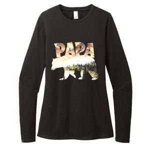 Papa Bear Forest Lake Mountain Scene Outdoors FatherS Day Gift Womens CVC Long Sleeve Shirt