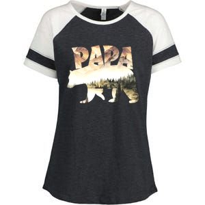 Papa Bear Forest Lake Mountain Scene Outdoors FatherS Day Gift Enza Ladies Jersey Colorblock Tee