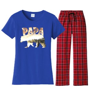 Papa Bear Forest Lake Mountain Scene Outdoors FatherS Day Gift Women's Flannel Pajama Set