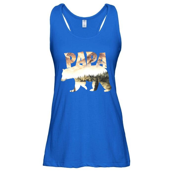 Papa Bear Forest Lake Mountain Scene Outdoors FatherS Day Gift Ladies Essential Flowy Tank