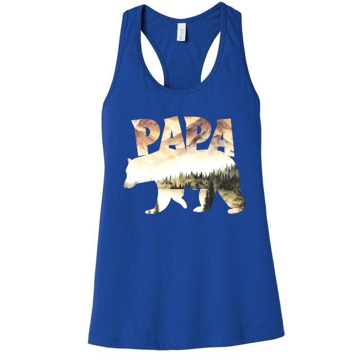 Papa Bear Forest Lake Mountain Scene Outdoors FatherS Day Gift Women's Racerback Tank