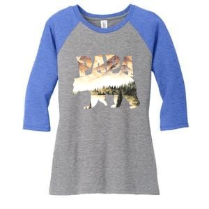 Papa Bear Forest Lake Mountain Scene Outdoors FatherS Day Gift Women's Tri-Blend 3/4-Sleeve Raglan Shirt