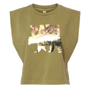 Papa Bear Forest Lake Mountain Scene Outdoors FatherS Day Gift Garment-Dyed Women's Muscle Tee