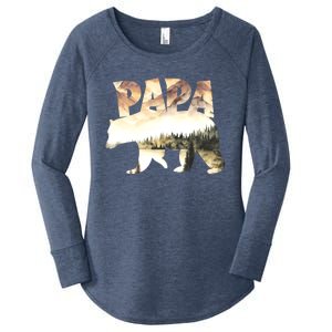 Papa Bear Forest Lake Mountain Scene Outdoors FatherS Day Gift Women's Perfect Tri Tunic Long Sleeve Shirt