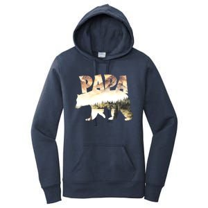 Papa Bear Forest Lake Mountain Scene Outdoors FatherS Day Gift Women's Pullover Hoodie