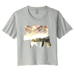 Papa Bear Forest Lake Mountain Scene Outdoors FatherS Day Gift Women's Crop Top Tee