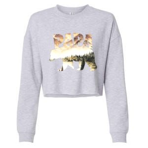 Papa Bear Forest Lake Mountain Scene Outdoors FatherS Day Gift Cropped Pullover Crew