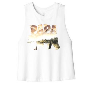 Papa Bear Forest Lake Mountain Scene Outdoors FatherS Day Gift Women's Racerback Cropped Tank