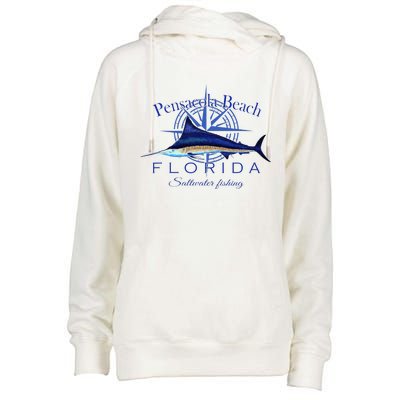 Pensacola Beach Florida Sailfish Billfish Saltwater Fishing Womens Funnel Neck Pullover Hood