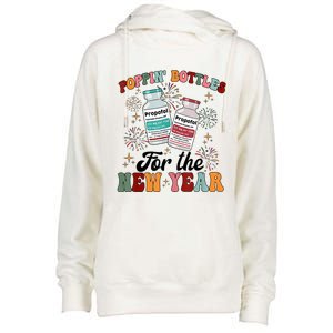 Poppin Bottles For The New Year Propofol Icu Nurse New Year Womens Funnel Neck Pullover Hood