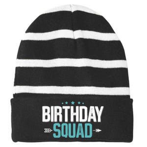 Party Birthday for Boy Birthday Squad Striped Beanie with Solid Band