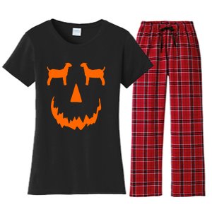 Pumpkin Boer Goat Show Halloween Women's Flannel Pajama Set