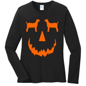 Pumpkin Boer Goat Show Halloween Ladies Long Sleeve Shirt