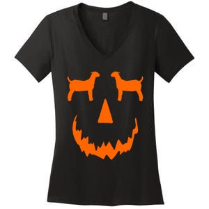 Pumpkin Boer Goat Show Halloween Women's V-Neck T-Shirt